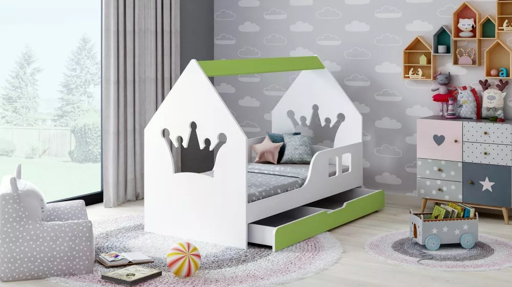 Bērnu gulta House 3 Comfort ar stelāžu Guļamvietas platums: 80 cm, Guļamvietas garums: 160 cm, · 84.5 × 165 × 120 cm