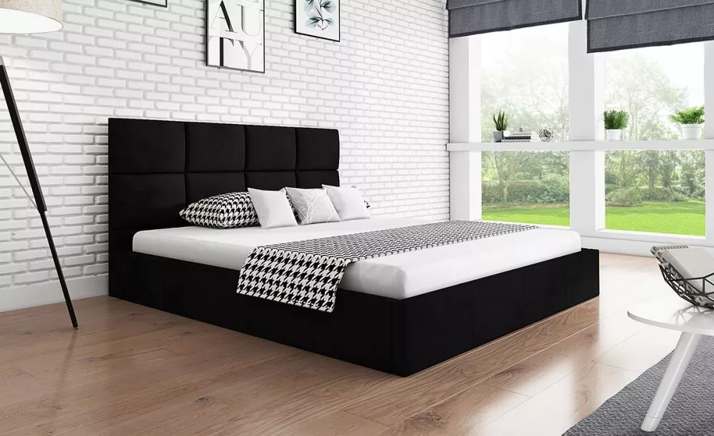 Gulta Slim 1 standard ar stelāžu Guļamvietas platums: 90 cm, Guļamvietas garums: 200 cm, stelāžas tips: koka, · Melns · 