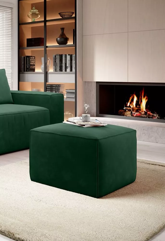 Pufs Silla P Standard Auduma numurs: Lukso 35, · Tumši zaļš · 88 × 45 × 68 cm