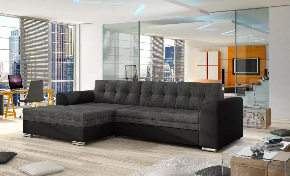 Dīvāns Conforti standard · Tumši pelēks + melns · 165 × 270 × 80 cm