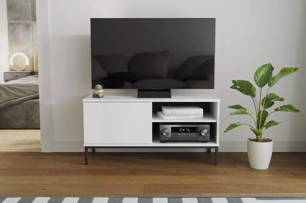 TV tumba Querty QT-04 · Balts · 101 × 41 × 50 cm