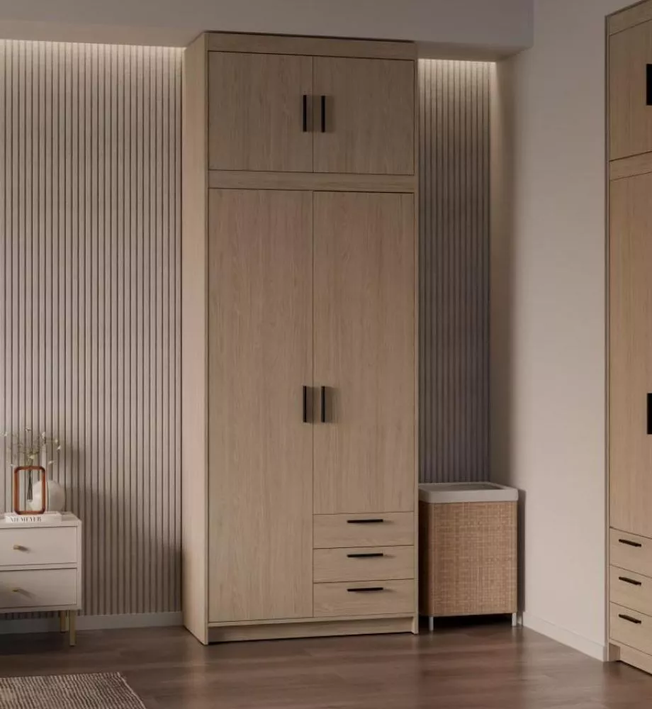 Skapis Elena 2D3S Premium · Ozols · 89.7 × 53 × 245.5 cm