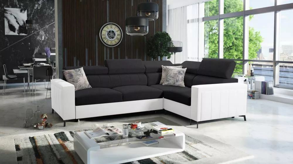 Dīvāns Baltico 2 Standard · Melns + balts · 198 × 275 × 83 cm