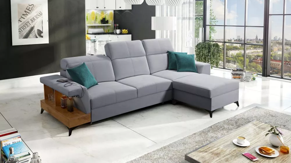 Dīvāns Belutti 1 Lancelot Premium Standard ar LED · Pelēks · 180 × 292 × 84 cm