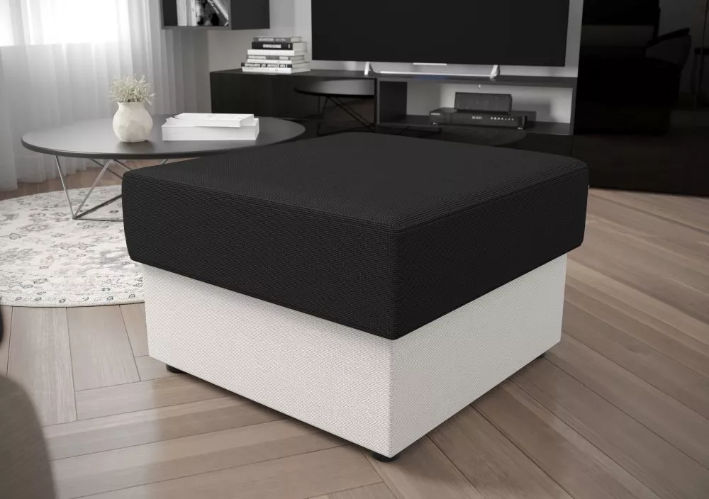Pufs Rebi P Standard Auduma numurs: Rainbow 27 + 31, · Tumši pelēks + balts · 70 × 36 × 70 cm