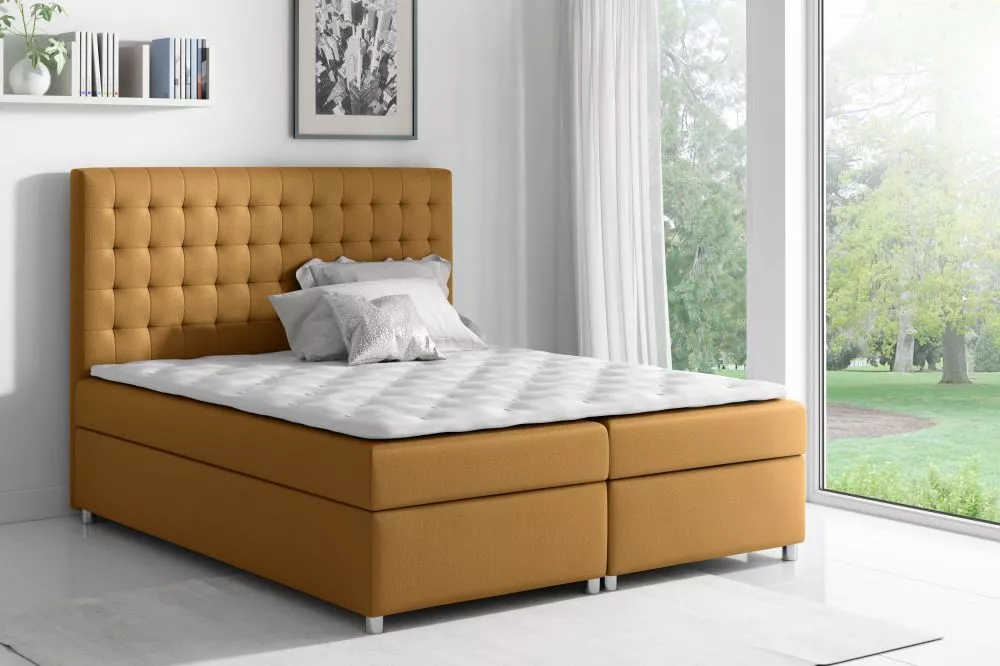 Gulta Asti Boxspring Premium standard Guļamvietas platums: 120 cm, Guļamvietas garums: 200 cm, · Dzeltens · 120 × 213 × 