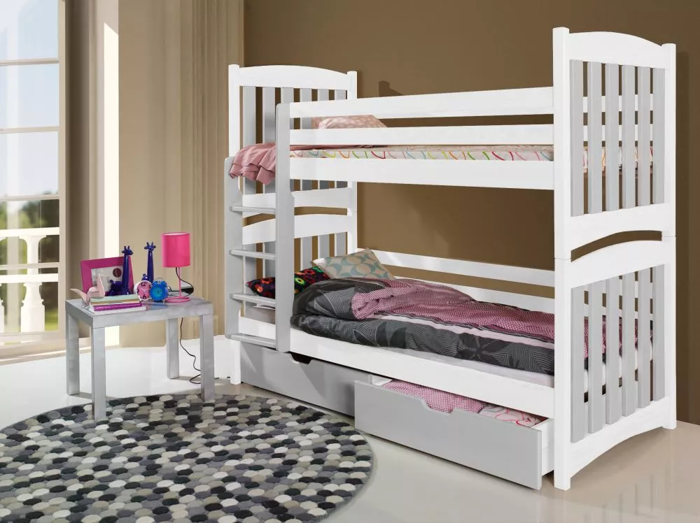 Bērnu gulta Serafin 80x180 ar stelāžām Kāpņu puse: Pa labi, Guļamvietas platums: 80 cm, Guļamvietas garums: 180 cm, · 87