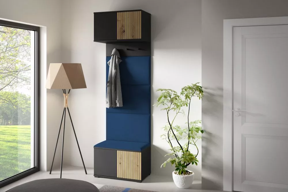 Apavu plaukts Ross 5 Trinity Korpusa krāsa: melns + ozols artisan, · 70 × 225 × 40 cm