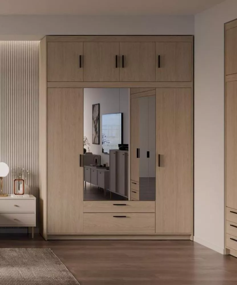 Skapis Elena 4D Premium ar spoguli · Ozols · 176.3 × 53 × 245.5 cm