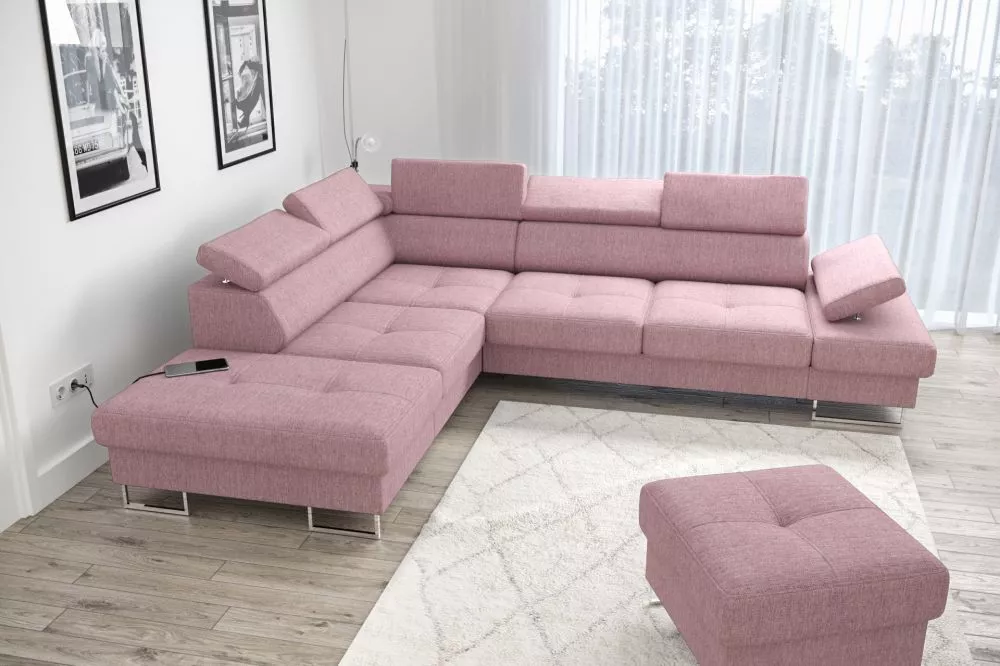 Dīvāns Galaxy Premium standard · Rozā · 225 × 276 × 74 cm