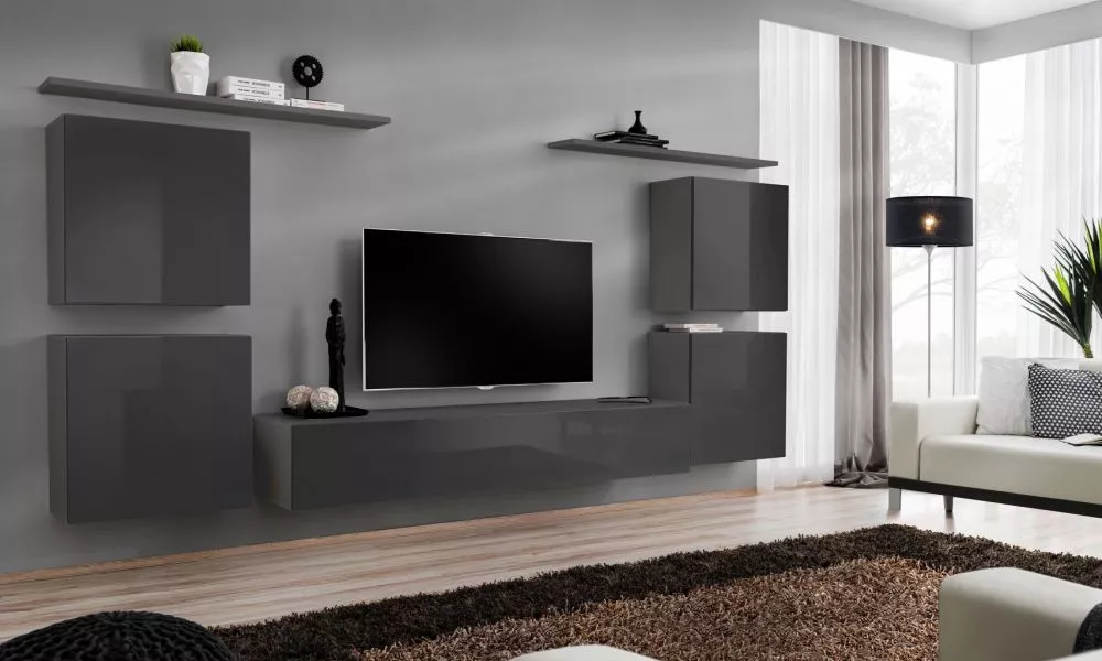 Sekcija Switch 4 · Grafīts · 320 × 40 × 150 cm
