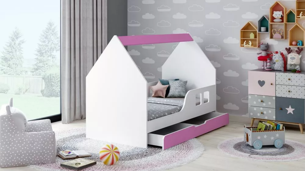 Bērnu gulta House 2 Comfort ar stelāžu Guļamvietas platums: 80 cm, Guļamvietas garums: 160 cm, · 84.5 × 165 × 120 cm