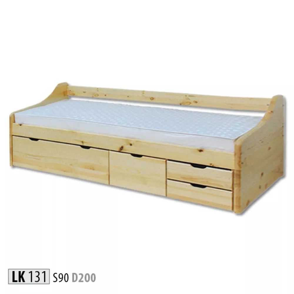 Gulta LK 131 ar stelāžu Guļamvietas platums: 90 cm, Guļamvietas garums: 200 cm, stelāžas tips: koka, · Priede · 98 × 206