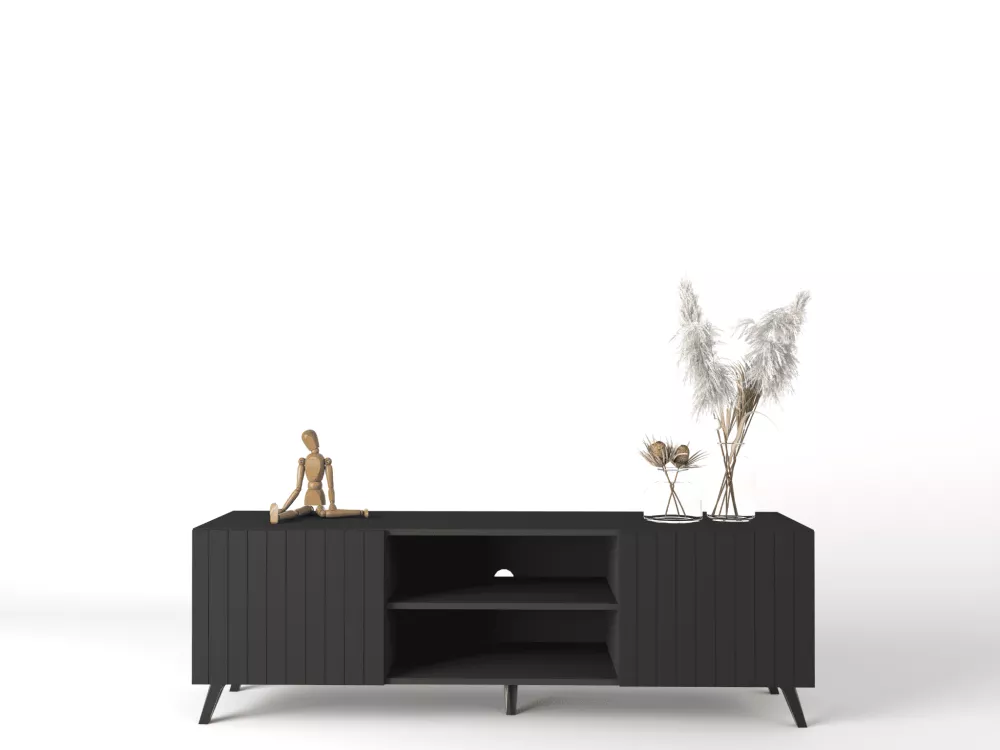 TV tumba Bali Black 03 · Melns · 160 × 40 × 52 cm