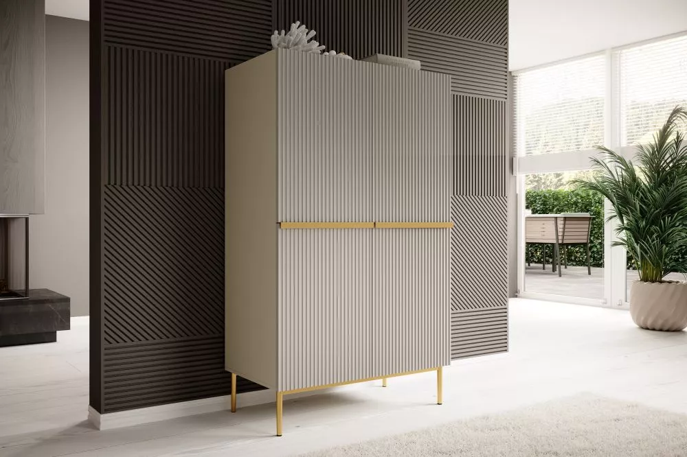 Grāmatu skapis Nicole K100 2D2SZ Gold · Gaiši bēšs · 100 × 45 × 160 cm