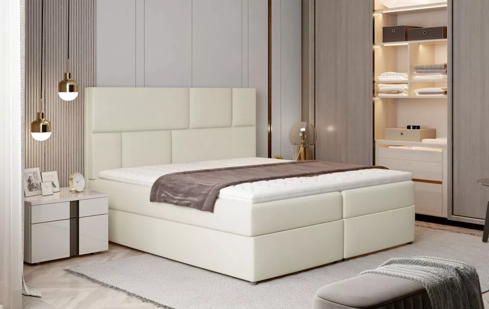 Gulta Florence Boxspring standard Guļamvietas platums: 160 cm, Guļamvietas garums: 200 cm, · Krēma · 165 × 210 × 124 cm