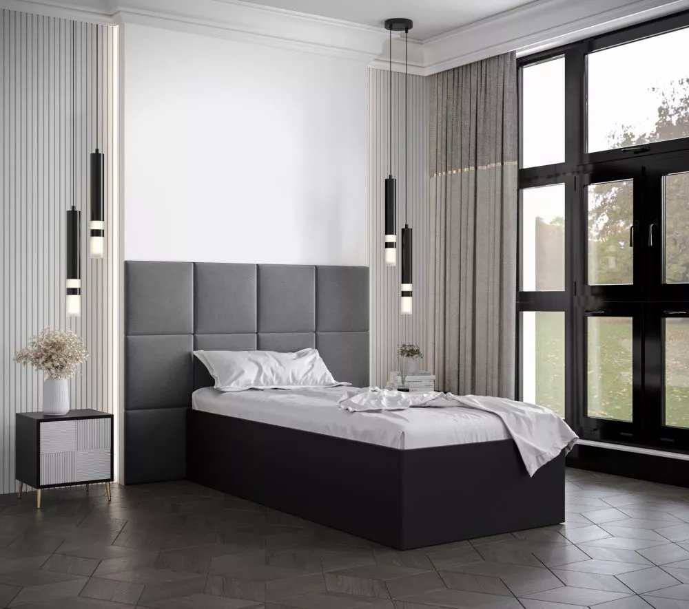 Gulta Bella 4 ar stelāžu Guļamvietas platums: 90 cm, Korpusa krāsa: melns, Guļamvietas garums: 200 cm, stelāžas tips: ko