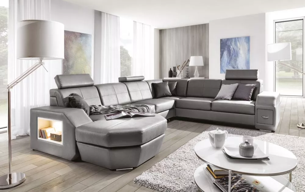 Dīvāns Napoli LED standard · Pelēks · 276 × 350 × 95 cm