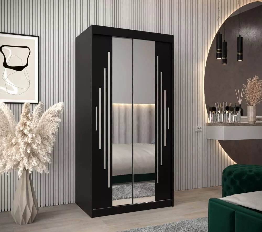 Skapis York 1 · Melns · 100 × 62 × 200 cm