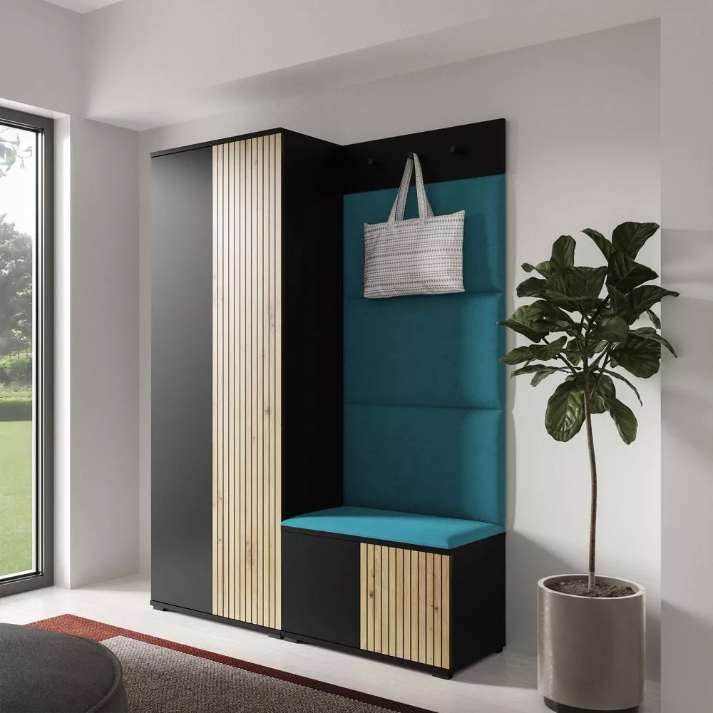 Apavu plaukts Ross 1 Trinity Korpusa krāsa: melns + ozols artisan, · 140 × 185 × 40 cm