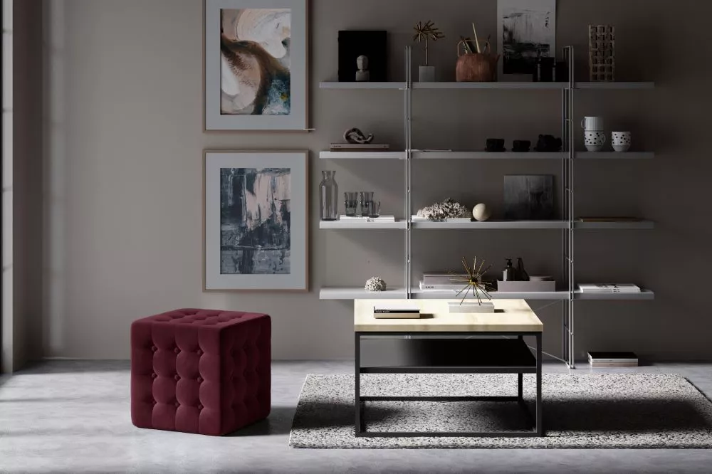 Pufs Sofia Standard Auduma numurs: Mat Velvet 68, · Tumši rozā · 45 × 40 × 45 cm