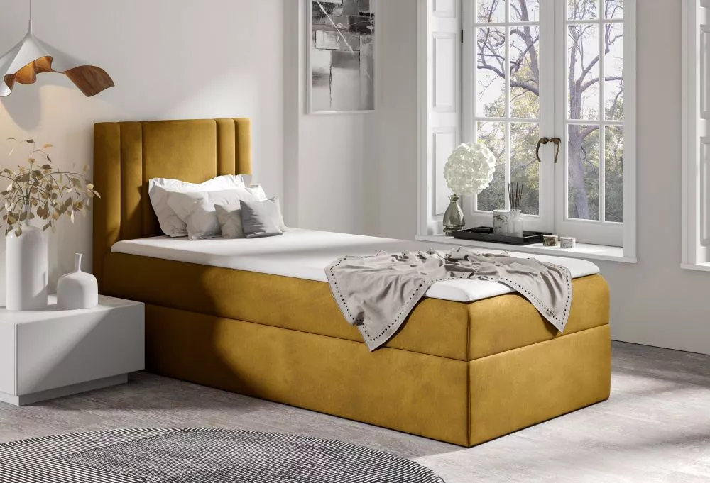Gulta Carmen mini Boxspring Standard Guļamvietas platums: 80 cm, Guļamvietas garums: 200 cm, · Dzeltens · 82 × 208 × 103