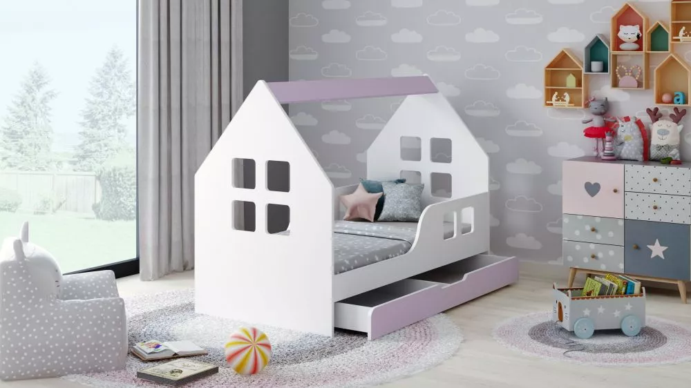 Bērnu gulta House 5 Comfort ar stelāžu Guļamvietas platums: 80 cm, Guļamvietas garums: 160 cm, · 84.5 × 165 × 120 cm