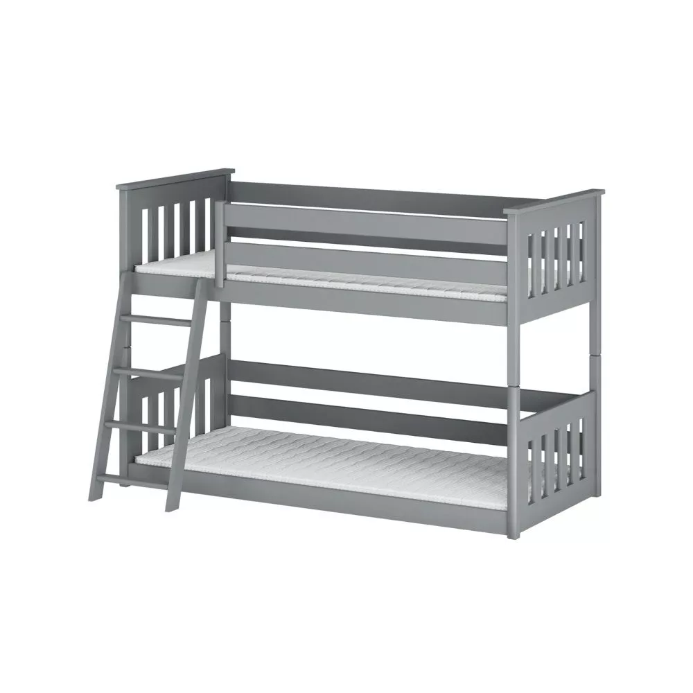 Bērnu gulta Kevin ar stelāžām Guļamvietas platums: 90 cm, Guļamvietas garums: 190 cm, · Pelēks · 97 × 198 × 130 cm