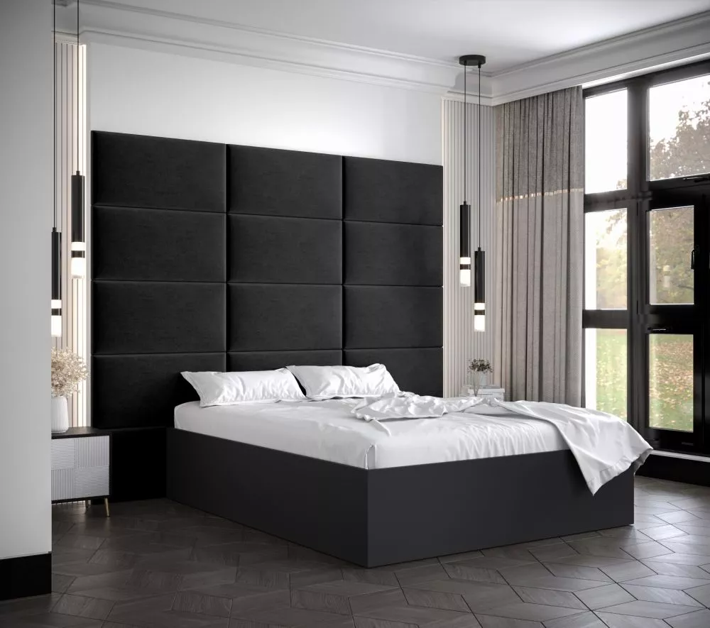 Gulta Bella 1 ar stelāžu Guļamvietas platums: 140 cm, Korpusa krāsa: melns, Guļamvietas garums: 200 cm, stelāžas tips: k