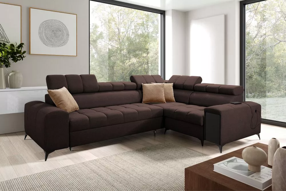 Dīvāns Greco 2 Comfort Standard · Tumši brūns · 204 × 280 × 84 cm