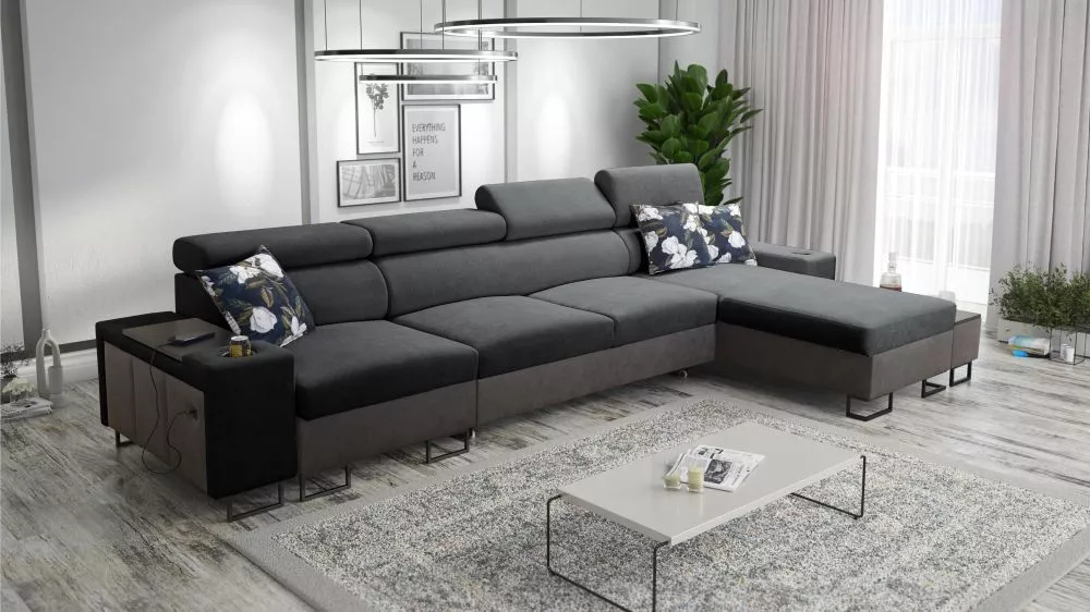 Dīvāns Melody 12 Mini Premium Standard · Grafīts · 170 × 347 × 84 cm