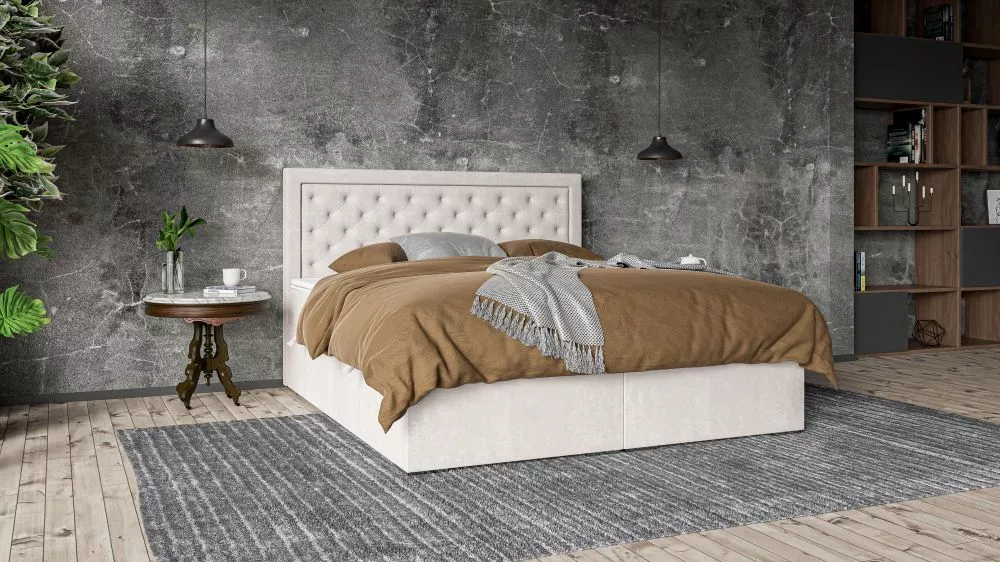 Gulta Glamour Premium Boxspring Standard Guļamvietas platums: 160 cm, Guļamvietas garums: 200 cm, · Gaišais krēms · 160 