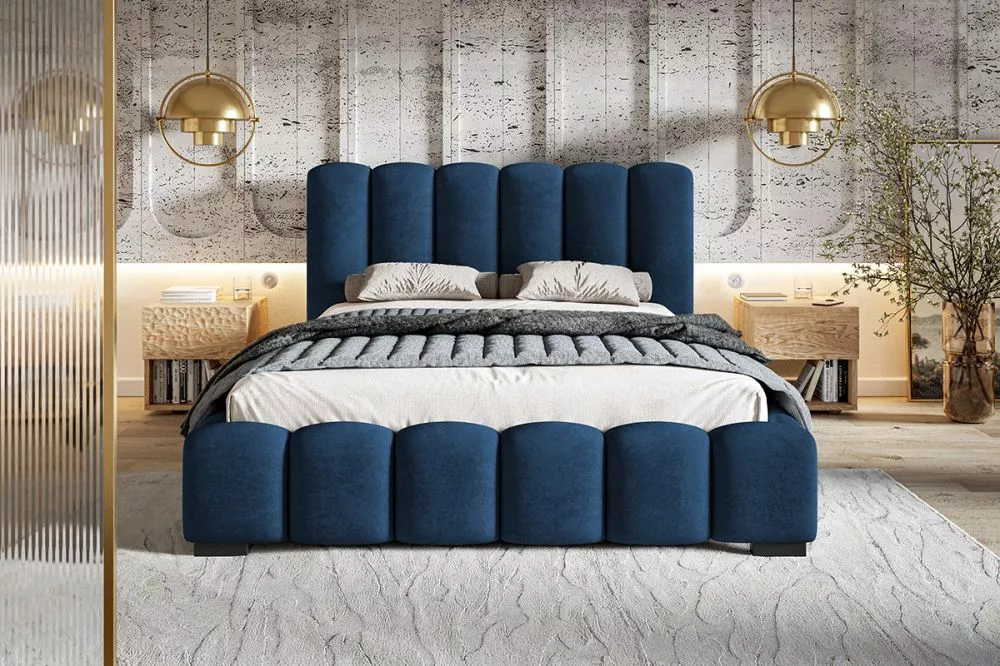 Gulta Bed 18 standard ar stelāžu Guļamvietas platums: 160 cm, Guļamvietas garums: 200 cm, stelāžas tips: koka, · Zils · 