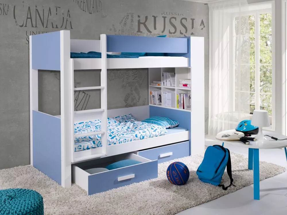 Bērnu gulta Gaspar 80x180 ar stelāžām Kāpņu puse: Pa labi, Guļamvietas platums: 80 cm, Guļamvietas garums: 180 cm, · 94 