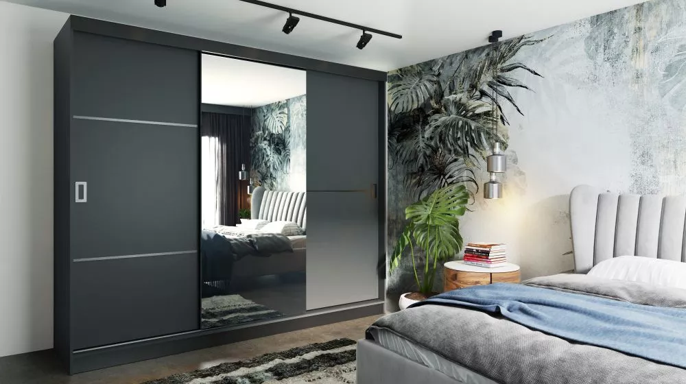 Skapis Retro 2 · Antracīts · 200 × 60 × 205 cm