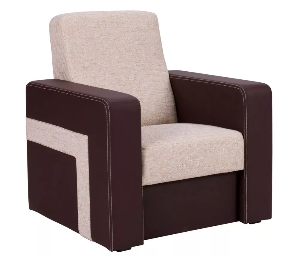 Mīksts krēsls Kolder 1S Standard Sēdvietas dziļums: 47 cm, · Gaiši bēšs + brūns · 82 × 80 × 88 cm
