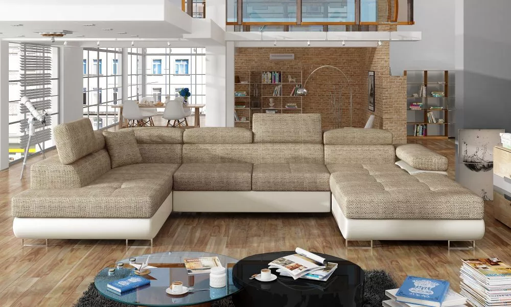 Dīvāns Rodrigo standard · Bēšs + krēms · 202 × 345 × 90 cm