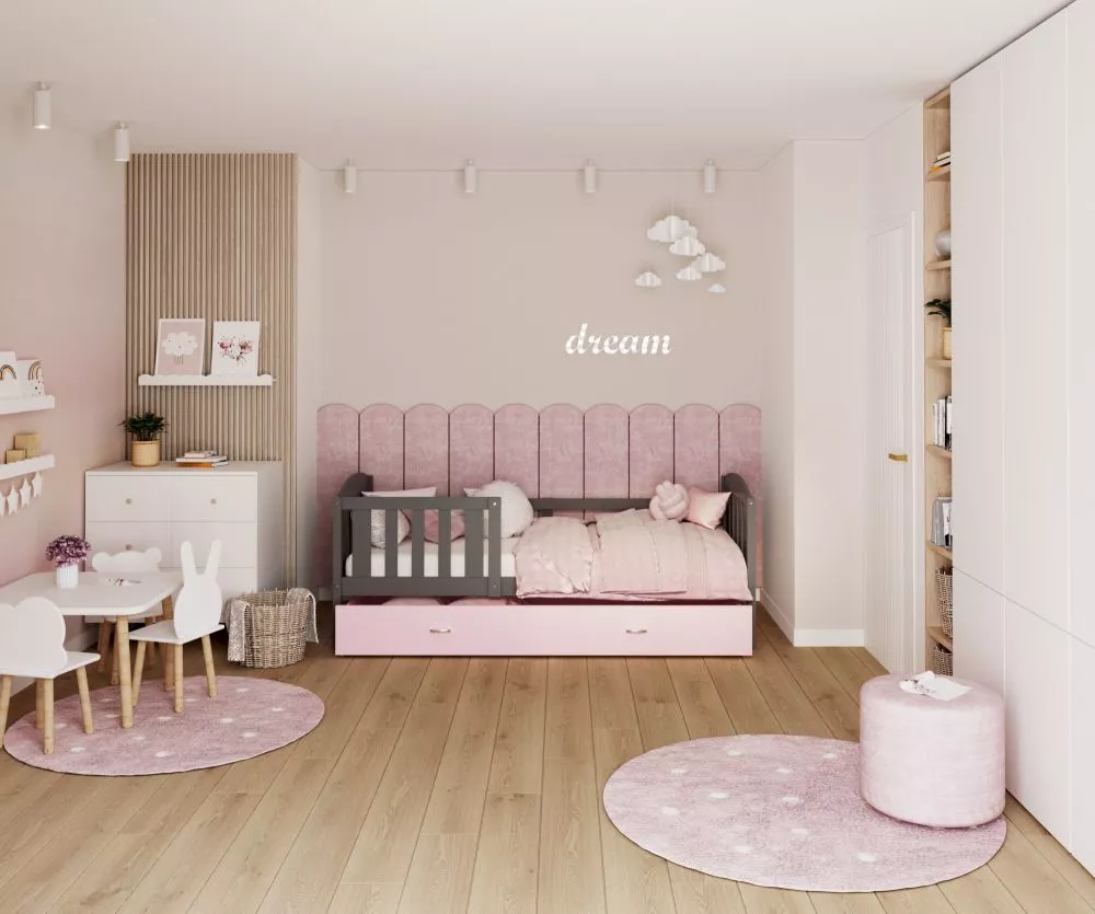Bērnu gulta Kubus P MDF 80x190 ar stelāžu Guļamvietas platums: 80 cm, Guļamvietas garums: 190 cm, · 86 × 198 × 74 cm