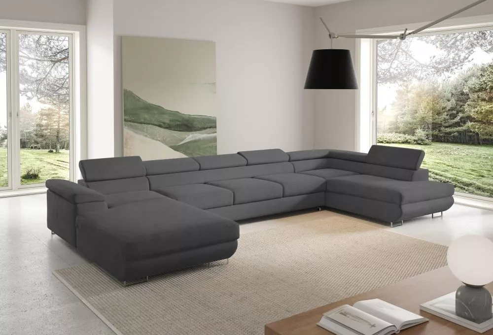 Dīvāns Alice 274 U XL standard · Grafīts · 202 × 405 × 60 cm
