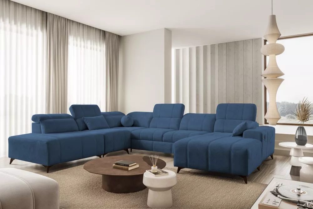 Dīvāns Dafne 10 Spring Standard · Zils · 286 × 345 × 77 cm
