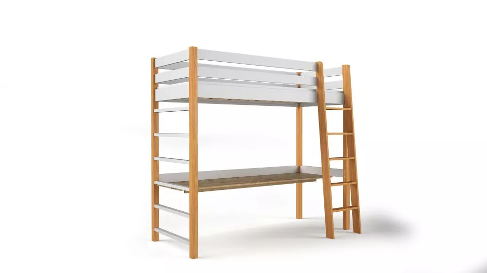 Bērnu gulta Niko ar stelāžu Guļamvietas platums: 80 cm, Guļamvietas garums: 190 cm, · 105 × 197.5 × 186 cm