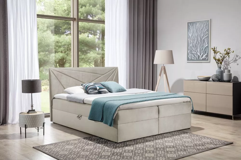 Gulta Top5 Boxspring Premium Standard Guļamvietas platums: 180 cm, Guļamvietas garums: 200 cm, · Gaiši bēšs · 184 × 208 