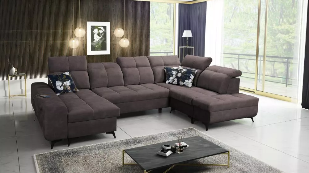 Dīvāns Golden 6 standard · Tumši brūns · 215 × 331 × 85 cm