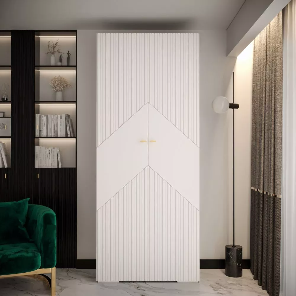 Skapis Manhattan Ryfel 2 · Balts · 100 × 47 × 236.7 cm