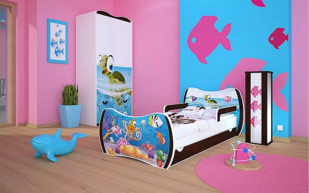 Bērnu gulta Dream L02 140x70 DM28 ar stelāžu Guļamvietas platums: 70 cm, Guļamvietas garums: 140 cm, · 94 × 144 × 71 cm