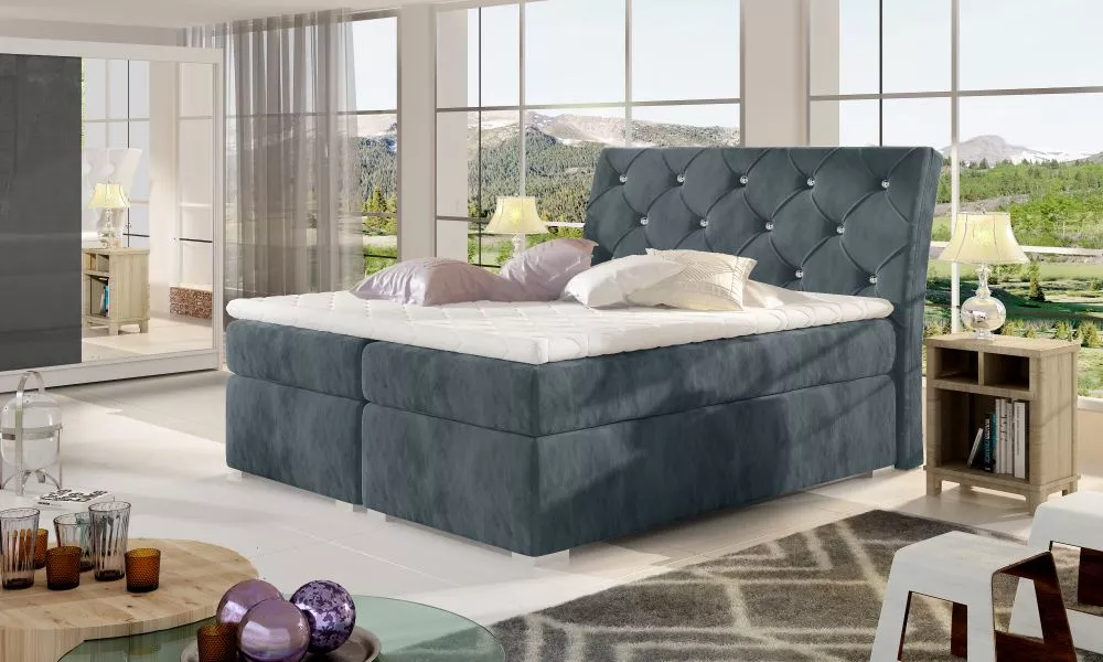 Gulta Balvin Boxspring standard Guļamvietas platums: 160 cm, Guļamvietas garums: 200 cm, · Grafīts · 163 × 208 × 116 cm