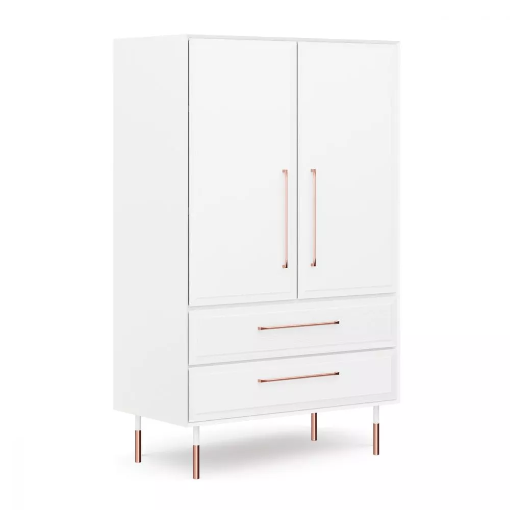 Grāmatu skapis Rosa Bianca PLROS06 Korpusa krāsa: balts, Elementu krāsa: zelta, · 90 × 49 × 145 cm