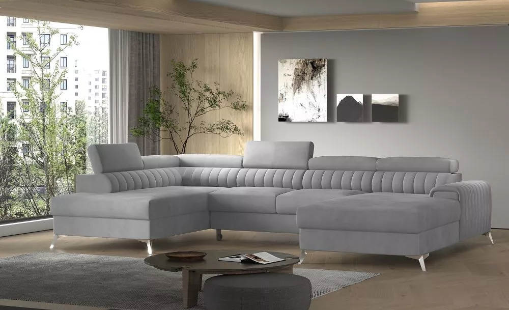 Dīvāns Lacante Premium standard · Gaiši pelēks · 202 × 347 × 74 cm
