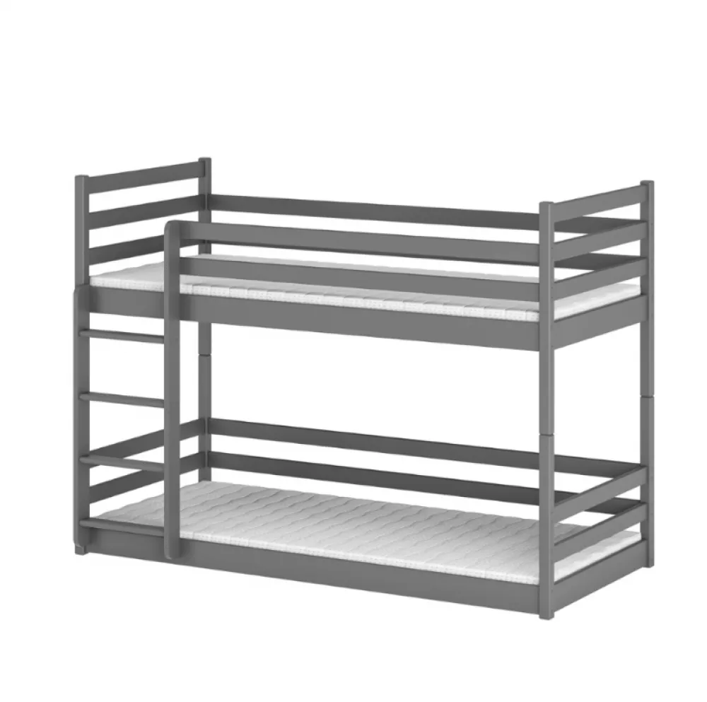 Bērnu gulta Mini ar stelāžu Guļamvietas platums: 80 cm, Guļamvietas garums: 160 cm, · Grafīts · 87 × 168 × 135.5 cm