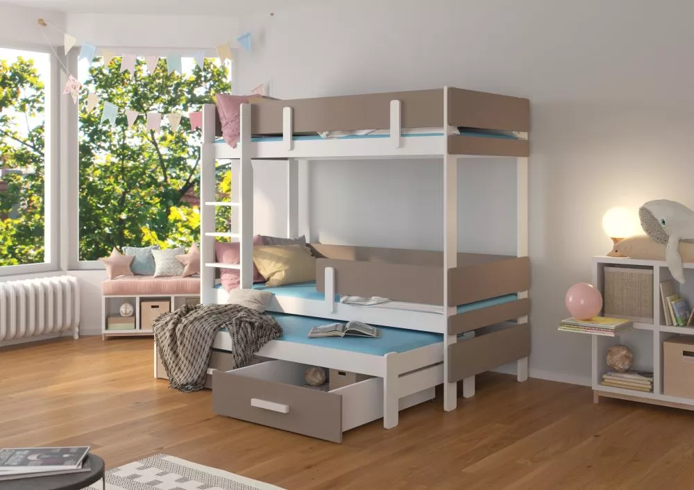 Bērnu gulta Etapo White ar stelāžam Guļamvietas platums: 80 cm, Guļamvietas garums: 180 cm, · 93 × 188 × 171 cm